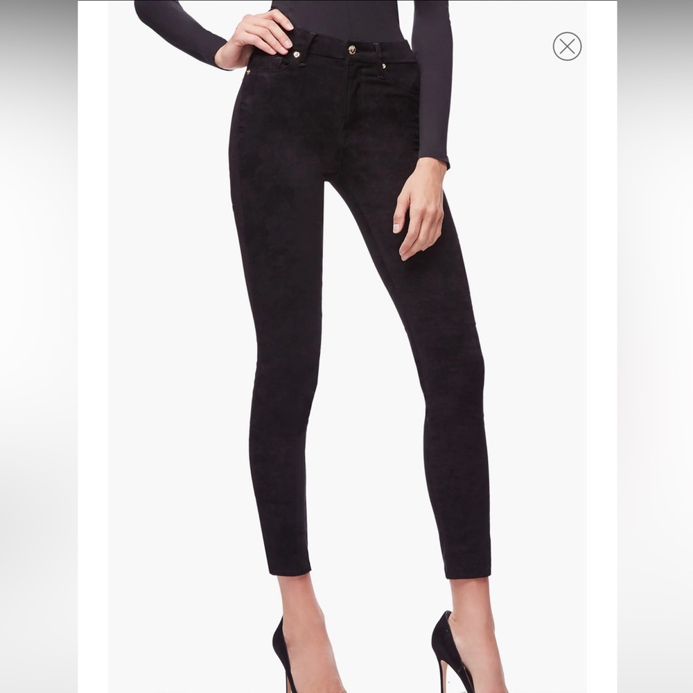 Good American Size 26 Black Suede Pants Good Legs